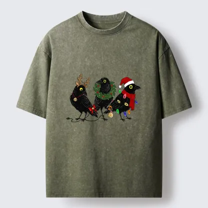 Tokyo-Tiger Funny Christmas Crow Meme Washed T-Shirt