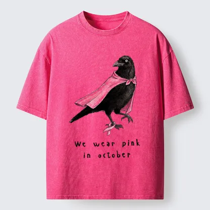 Tokyo-Tiger Pink Ribbon Raven Breast Cancer Awareness Washed T-Shirt
