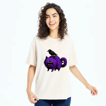 Tokyo-Tiger Spooky Purple Cat Ready To Attack Washed T-Shirt