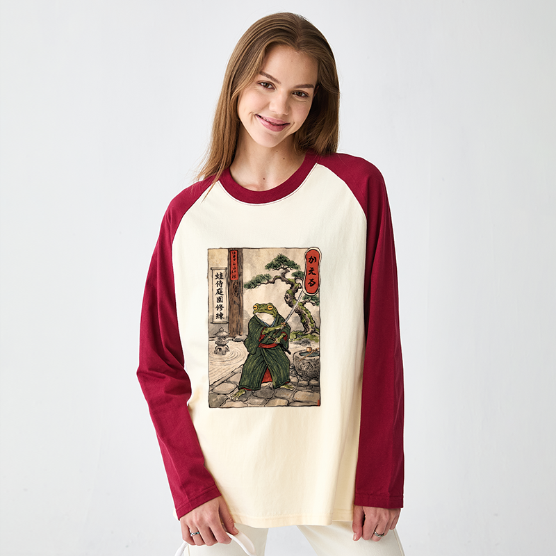 Tokyo-Tiger Samurai Frog Training Raglan Long Sleeve T-shirt
