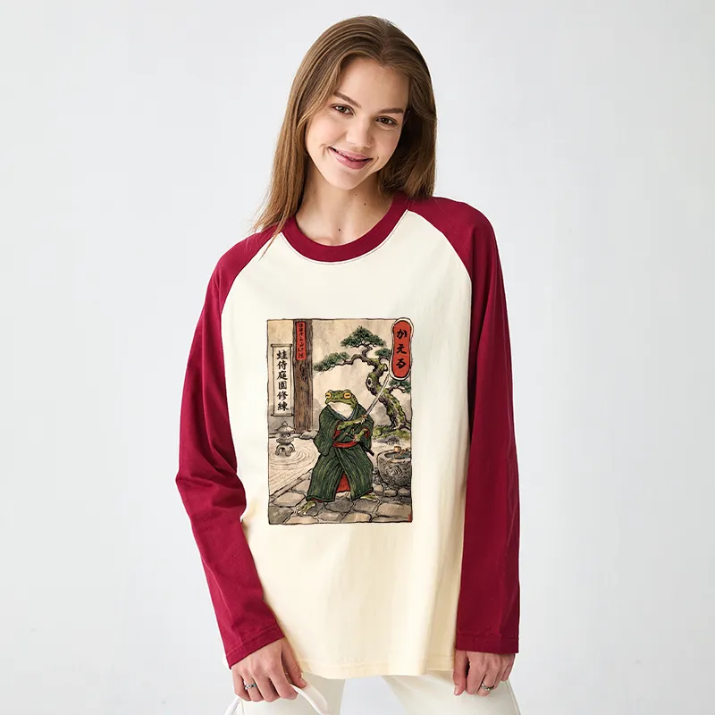 Tokyo-Tiger Samurai Frog Training Raglan Long Sleeve T-shirt