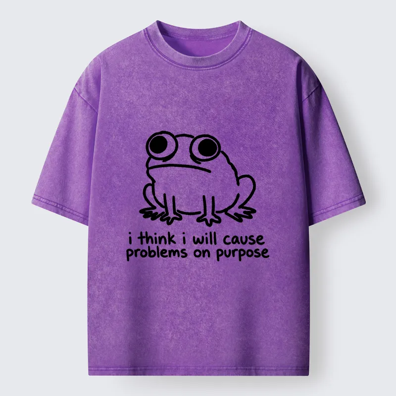 Tokyo-Tiger Funny Frog Quote Washed T-Shirt