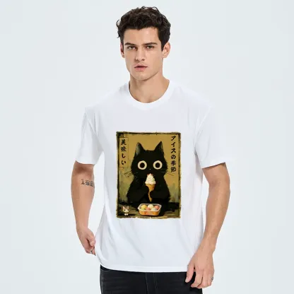 Tokyo-Tiger Black Cat Loves Ice Cream Classic T-Shirt