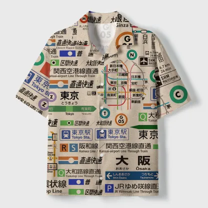 Tokyo-Tiger Tokyo Train Lines Cuban Collar Shirt