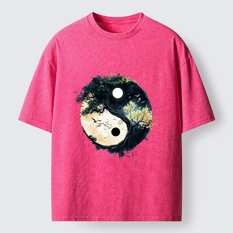 Tokyo-Tiger Yin Yang Tree Nature Washed T-Shirt
