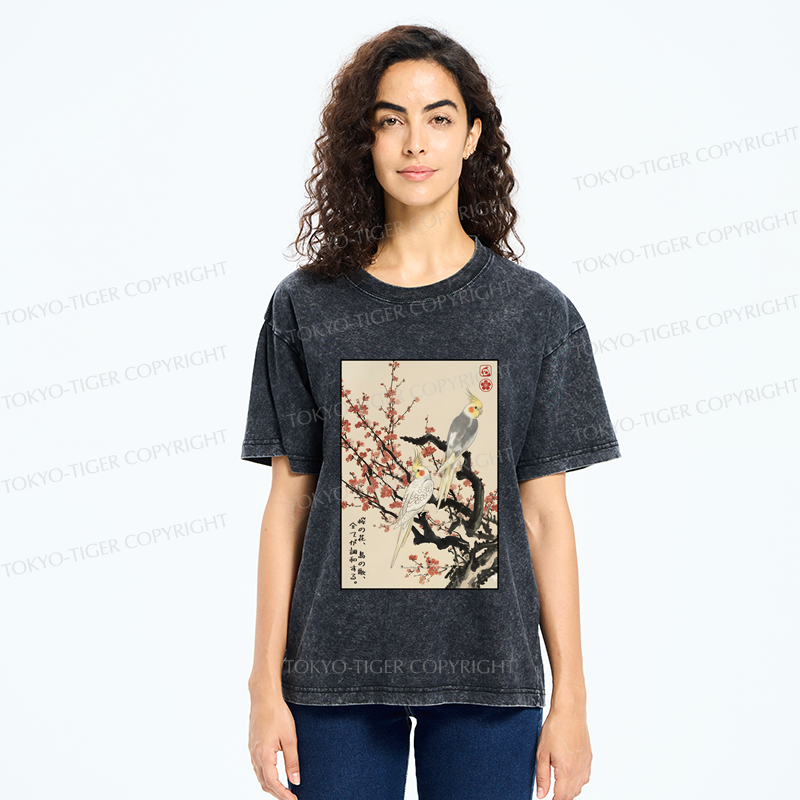 Tokyo-Tiger Whispers of Silent Blossoms Washed T-Shirt