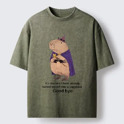 Tokyo‑Tiger Funny Wizard Capybara Washed T‑Shirt