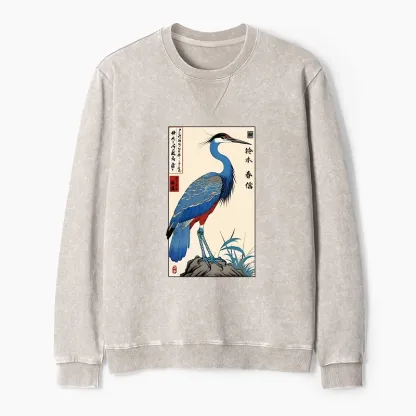 Tokyo-Tiger Colorful Crane Washed Terry Sweatshirt