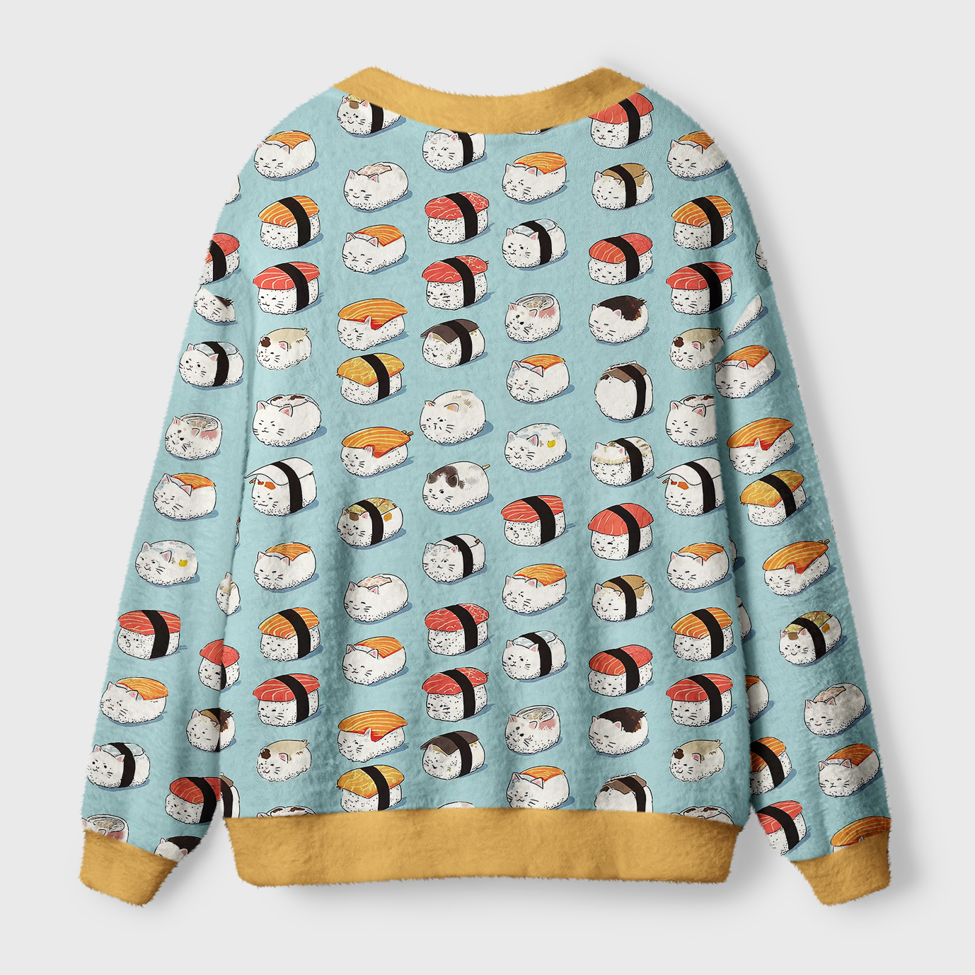 Tokyo-Tiger Funny Cat Sushi Ugly Cardigan Sweater