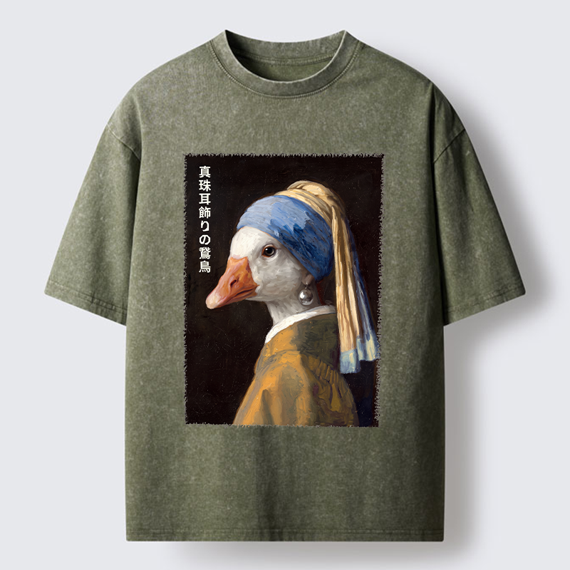 Tokyo-Tiger Vintage Art Goose Meme Washed T-Shirt
