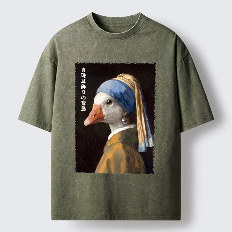 Tokyo-Tiger Vintage Art Goose Meme Washed T-Shirt