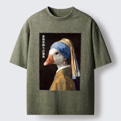 Tokyo-Tiger Vintage Art Goose Meme Washed T-Shirt