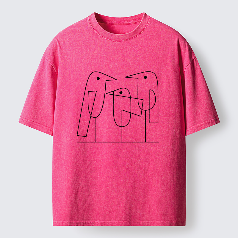 Tokyo‑Tiger Minimalist Bird Washed T-Shirt