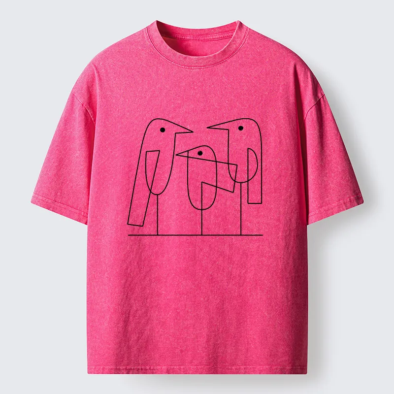 Tokyo‑Tiger Minimalist Bird Washed T-Shirt