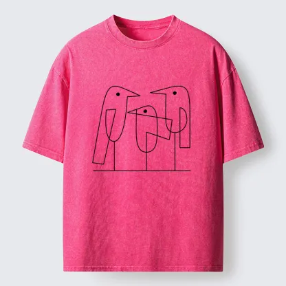 Tokyo‑Tiger Minimalist Bird Washed T-Shirt