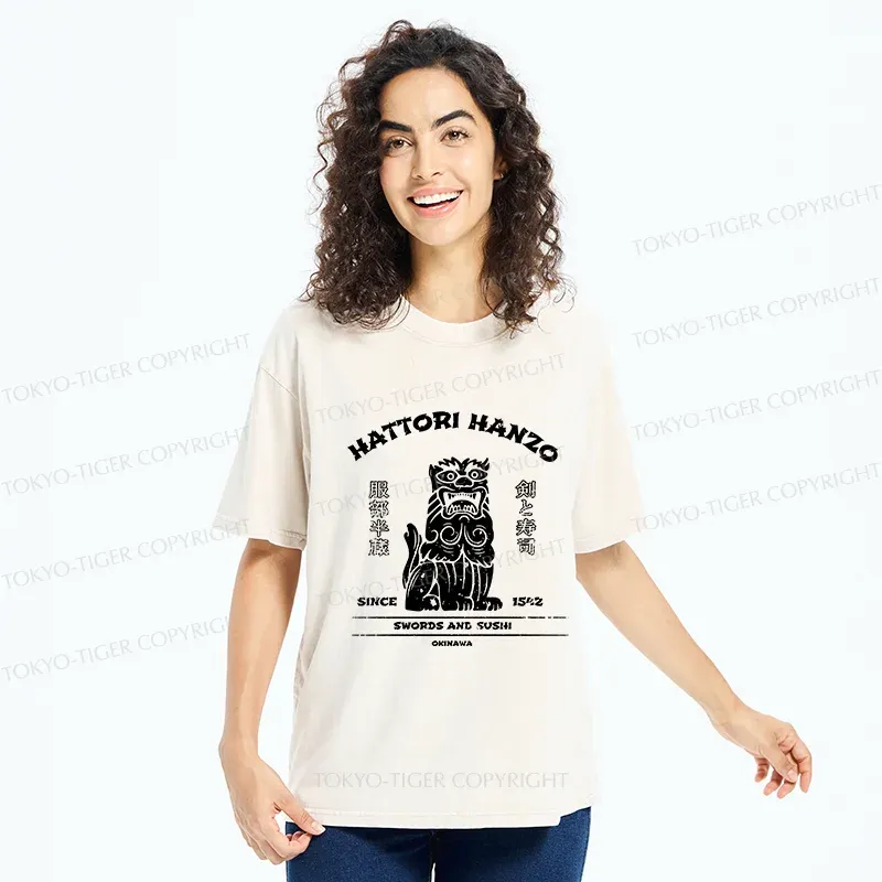 Tokyo-Tiger Hattori Hanzo Japan Sushi Washed T-Shirt