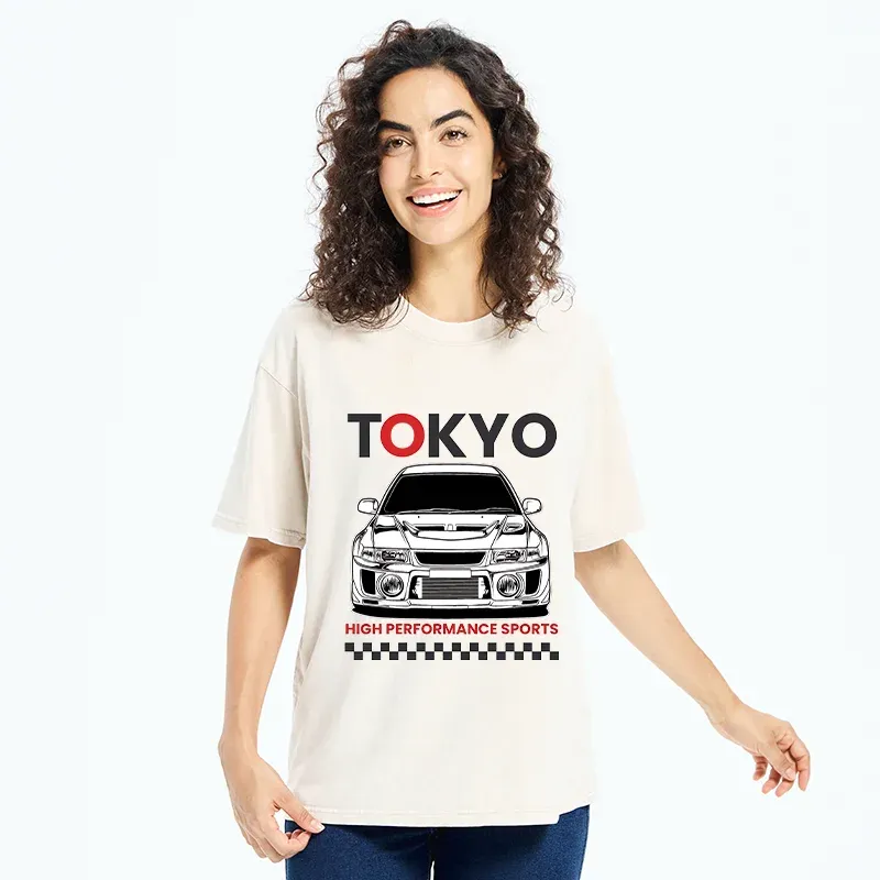 Tokyo-Tiger Japanese Car Models Washed T-Shirt