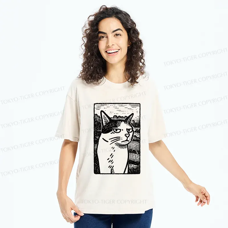 Tokyo-Tiger Cat's Hateful Eyes Washed T-Shirt