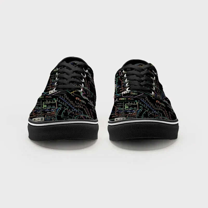 Tokyo-Tiger Tokyo Subway Map Black Canvas Shoes