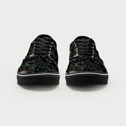 Tokyo-Tiger Tokyo Subway Map Black Canvas Shoes