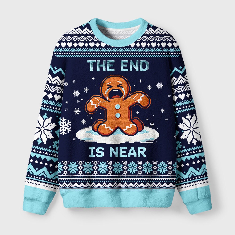 Tokyo-Tiger Weeping Gingerbread Man Fuzzy Christmas Ugly Sweatshirt