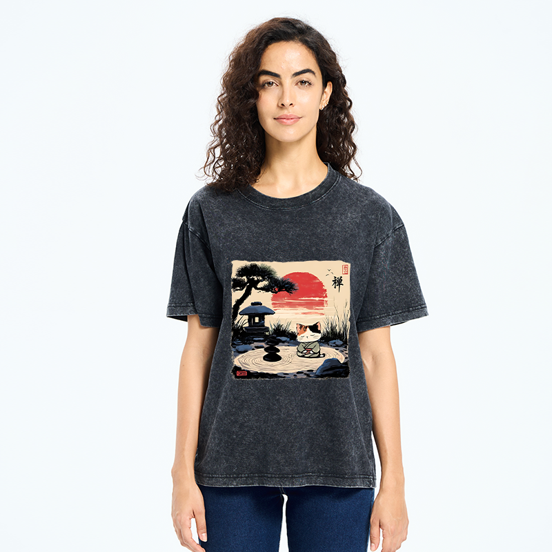Tokyo-Tiger Zen-like Scenery Washed T-Shirt
