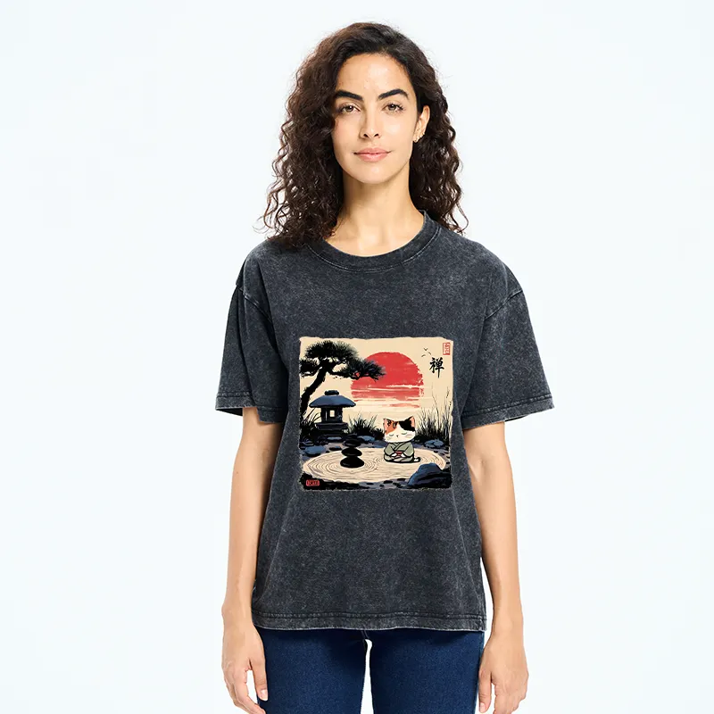 Tokyo-Tiger Zen-like Scenery Washed T-Shirt