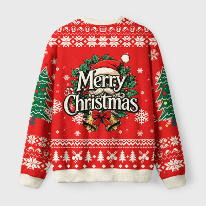 Tokyo-Tiger Skeleton Santa Claus Fuzzy Christmas Ugly Sweatshirt