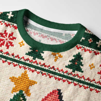 Tokyo-Tiger Cat Christmas Tree Fuzzy Christmas Ugly Sweatshirt