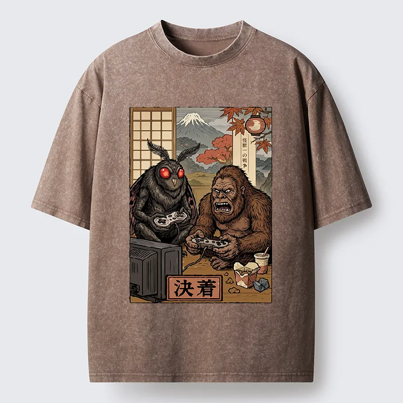 Tokyo-Tiger Game Monster Duo Washed T-Shirt
