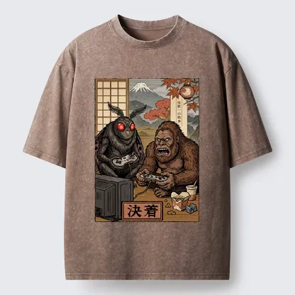 Tokyo-Tiger Game Monster Duo Washed T-Shirt