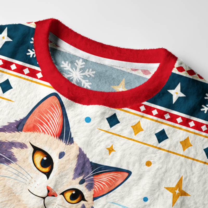 Tokyo-Tiger Three Cats Are Huddled Together Christmas Ugly Sweatshirt