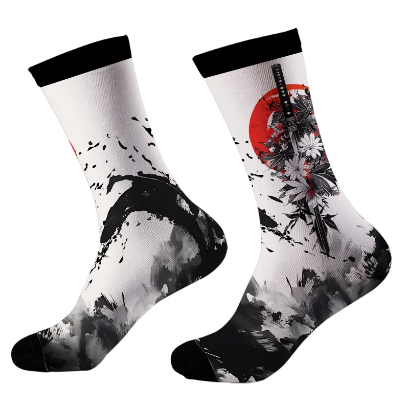 Tokyo-Tiger Samurai Sword And Flower Socks Sale