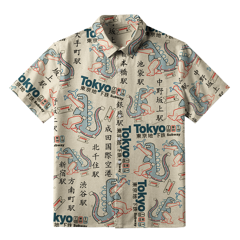 Tokyo-Tiger Funny Tokyo Subway Map Button-up Shirt