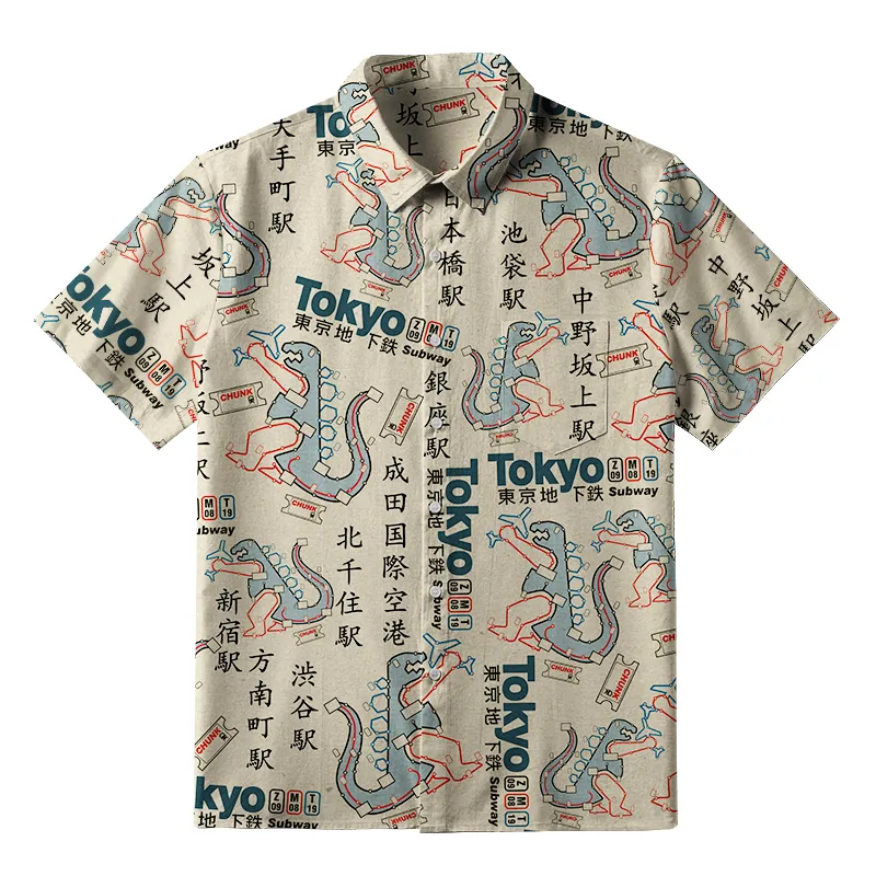 Tokyo-Tiger Funny Tokyo Subway Map Button-up Shirt Sale
