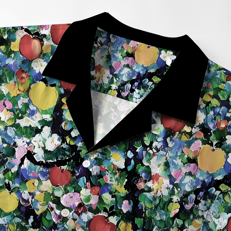 Tokyo-Tiger Black Cat Under The Apple Tree Aloha Hawaiian Shirt