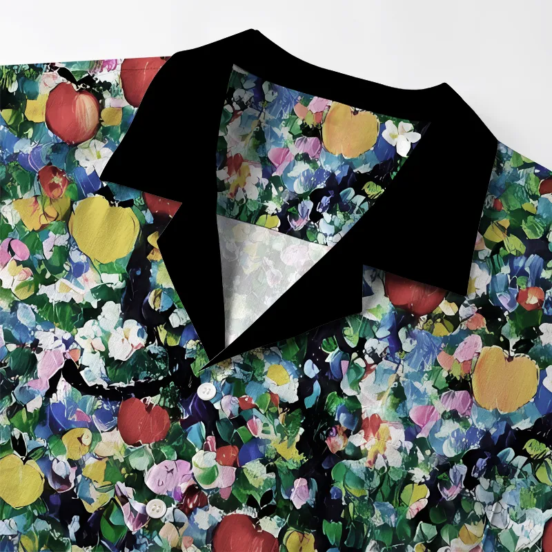 Tokyo-Tiger Black Cat Under The Apple Tree Aloha Hawaiian Shirt