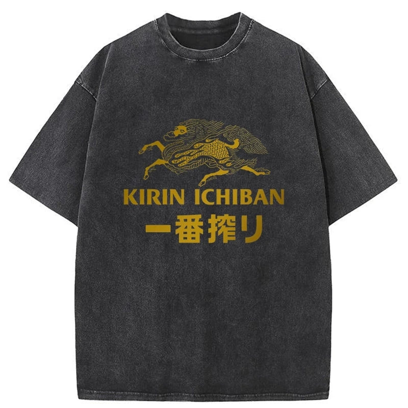 Tokyo-Tiger Japanese Beer Art Print Washed T-Shirt