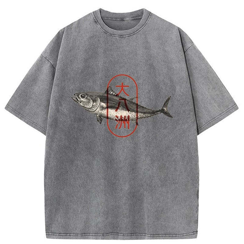 Tokyo-Tiger Sushi Fish Washed T-Shirt