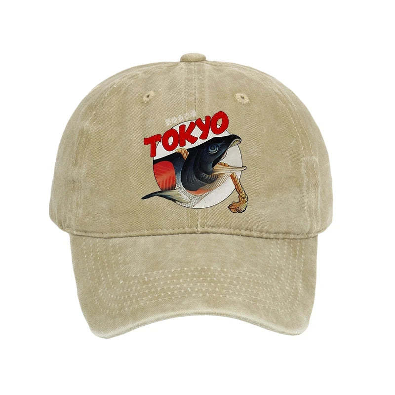 Tokyo-Tiger Vintage Japanese Tsukiji Fish Market Washed Cap