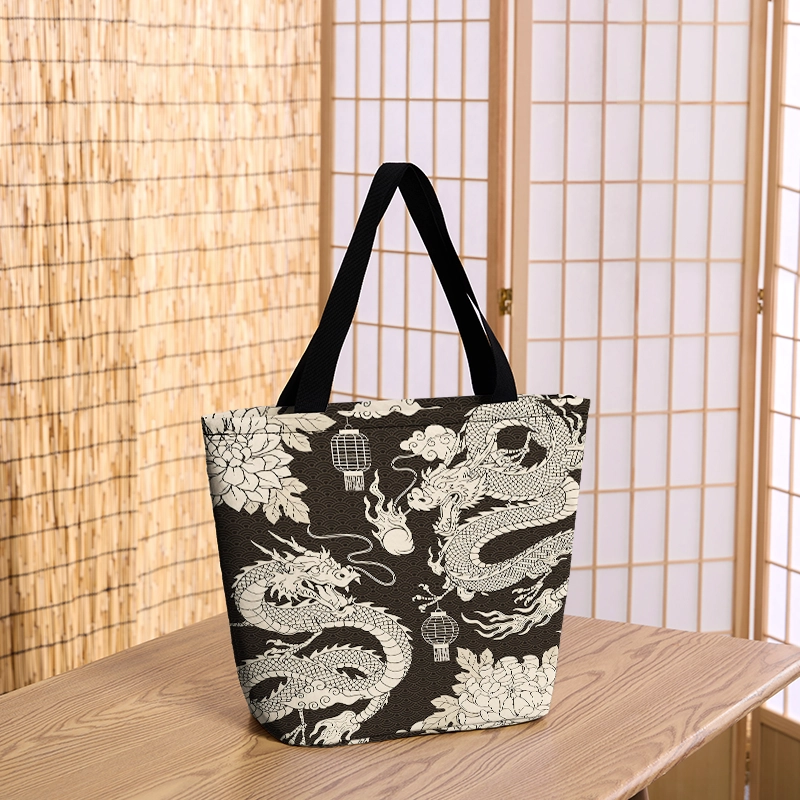 Tokyo-Tiger Two Dragons Playing With A Pearl Zipper Tote Bag