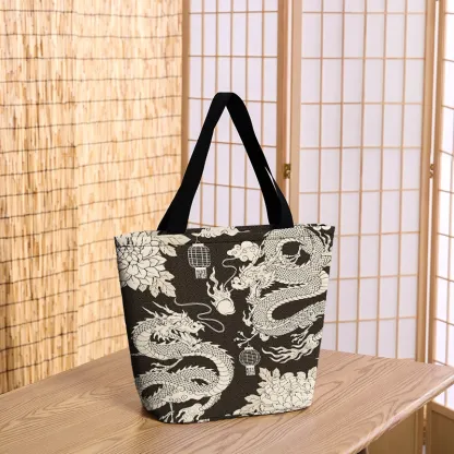 Tokyo-Tiger Two Dragons Playing With A Pearl Zipper Tote Bag
