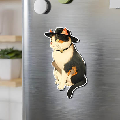 Tokyo-Tiger Hat-Wearing Cat Fridge Magnet