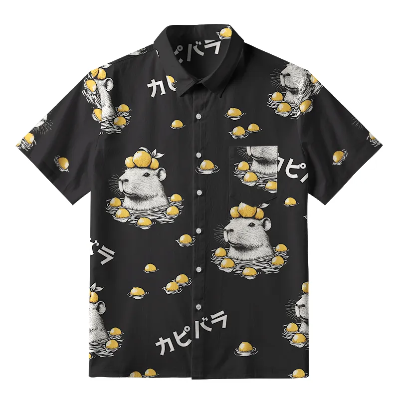 Tokyo-Tiger Cute Capybara And Lemon Button-up Shirt Sale