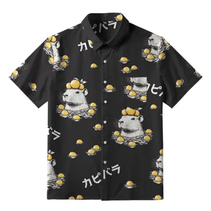 Tokyo-Tiger Cute Capybara And Lemon Button-up Shirt