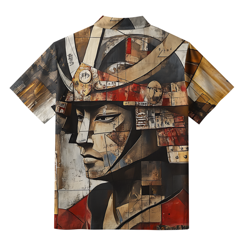 Tokyo-Tiger Abstract Japanese Samurai Button-up Shirt