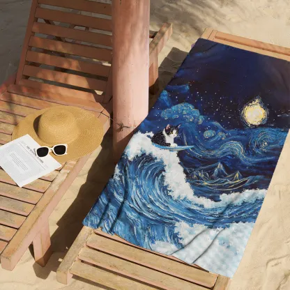 Tokyo-Tiger The Great Wave Off Cat Beach Towel