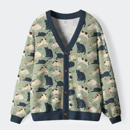 Tokyo-Tiger Playing Cats Ugly Cardigan Sweater