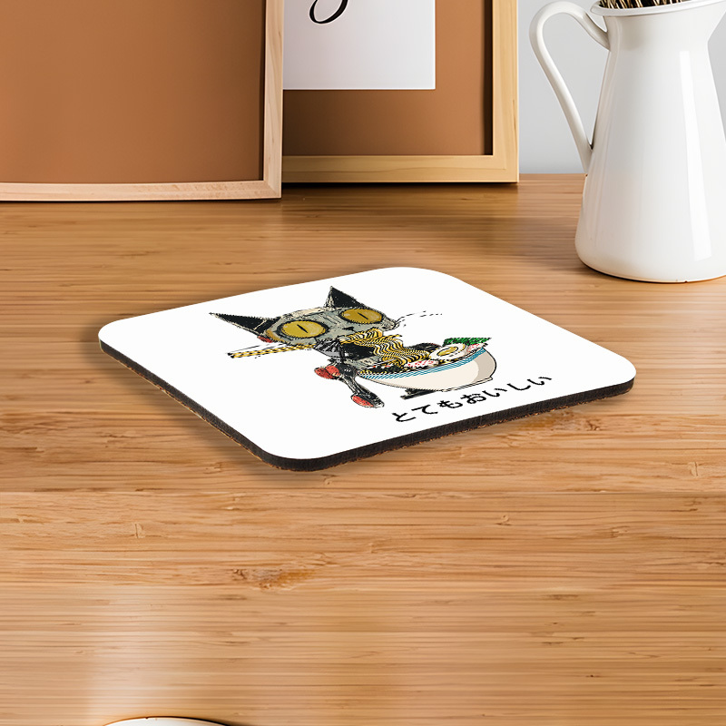 Tokyo-Tiger Ramen Lover Robot Cat Coaster