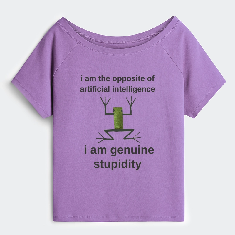 Tokyo-Tiger Genuine Stupidity Frog Meme Off Shoulder T-Shirt